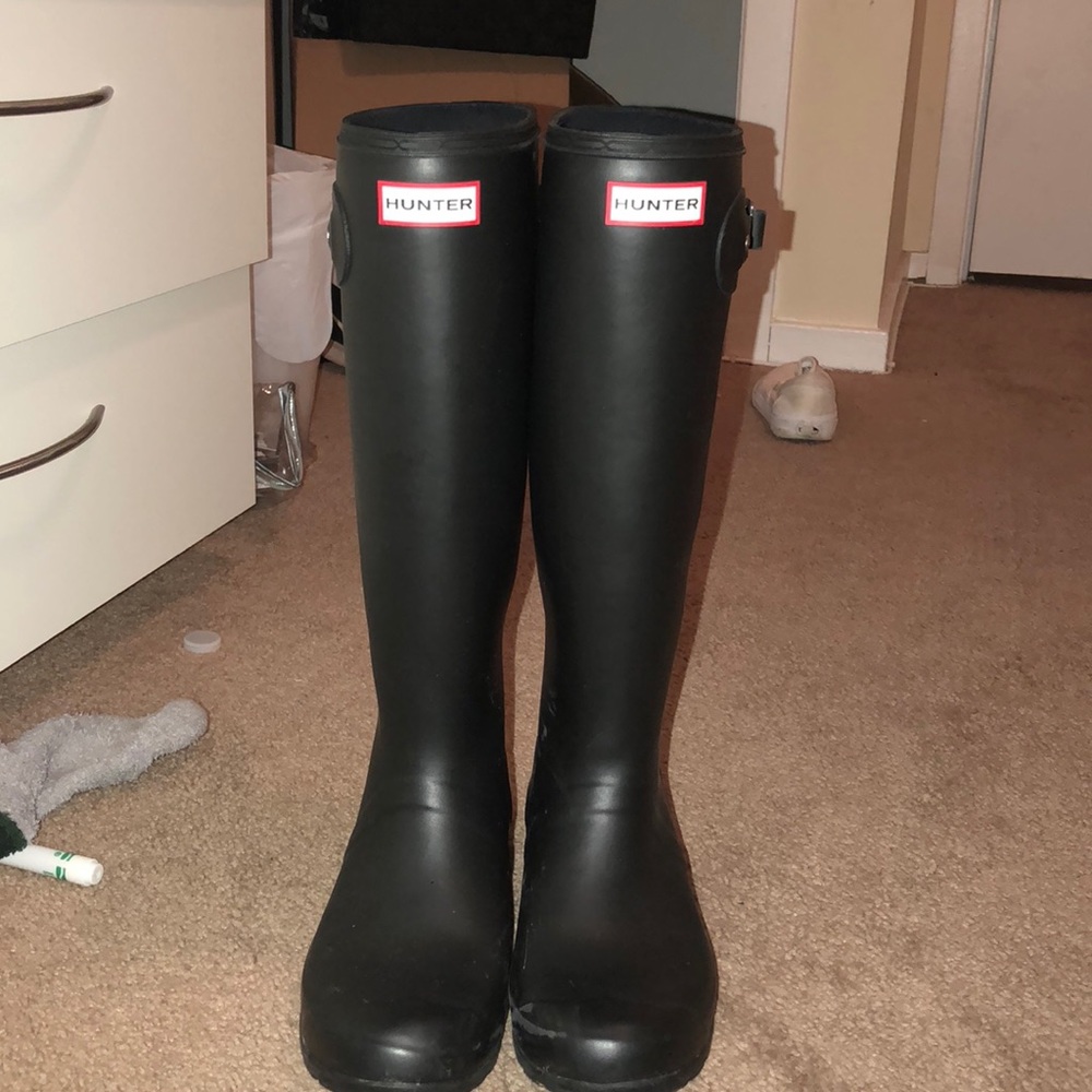 Black long hunter boots